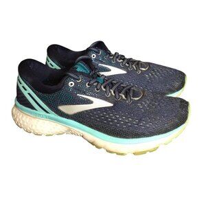 Brooks Ghost 11 Running Shoes Womens Size 7.5 Navy & Teal Athletic Sneakers